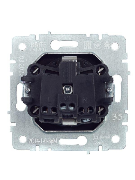 Розетка 1-м СП BRITE РС14-1-0-БрМ 16А с заземл. защ. шторки механизм маренго IEK BR-R14-16-K35