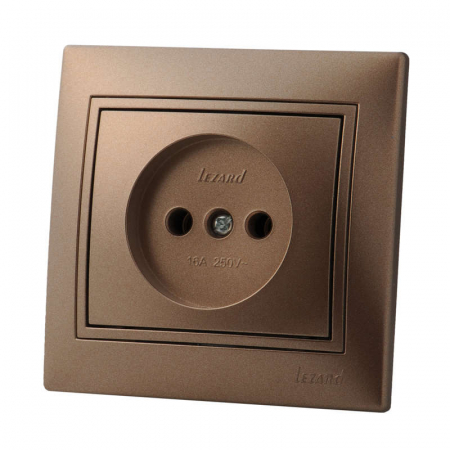 Розетка 1-м СП Mira 16А IP20 без заземл. со вставкой керамика свет. корич. перламутр. LEZARD 701-3131-121