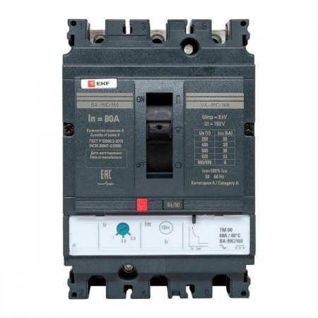 Выключатель автоматический 3п 160/80А 36кА ВА-99C Compact NS PROxima EKF mccb99C-160-80
