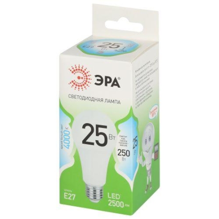 Лампа светодиодная GREEN LINE A60-25W-840-E27 GL 25Вт груша 4000К яркий свет бел. E27 Эра Б0067117