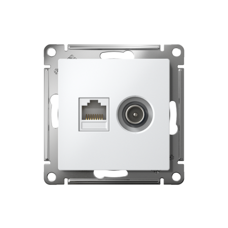 Розетка компьютерная + телевизионная 2-м СП AtlasDesign RJ45 кат.5E + TV механизм бел. SE ATN000189