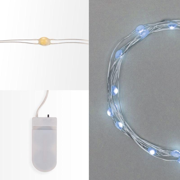 Гирлянда светодиодная "Роса" с крупными каплями 2м 20LED бел. IP20 2хCR2032 (в комплекте) Neon-Night 302-005