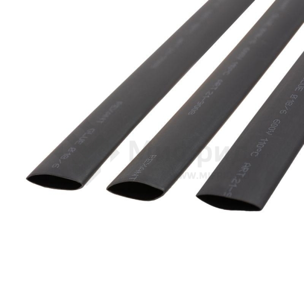 Трубка термоусадочная двустенная клеевая 18/6 (3:1) черн. 1м Rexant 21-9008