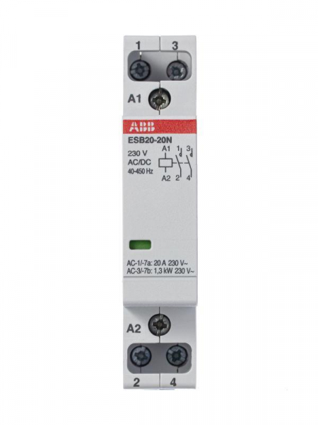 Контактор ESB20-20N-06 модульный (20А АС-1 2НО) катушка 230В AC/DC ABB 1SBE121111R0620
