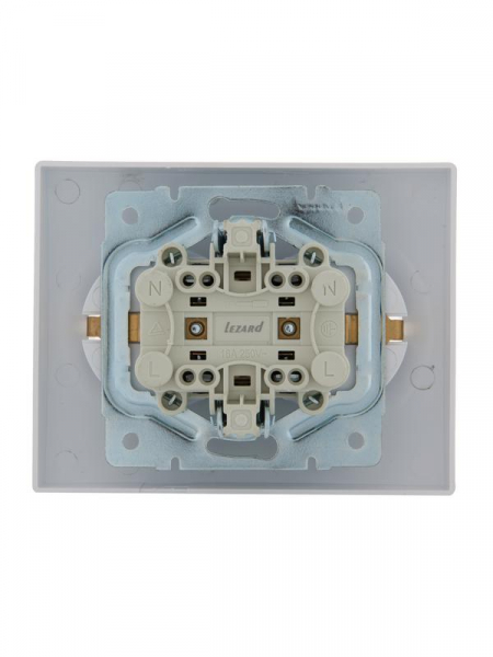 Розетка 2-м СП Karina с заземл. термопласт жемчуж./бел. перламутр. LEZARD 707-3000-127B