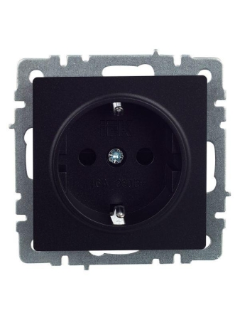 Розетка BRITE РС14-1-0-БрЧ 16А с заземл. защ. шторки механизм черн. IEK BR-R14-16-K02