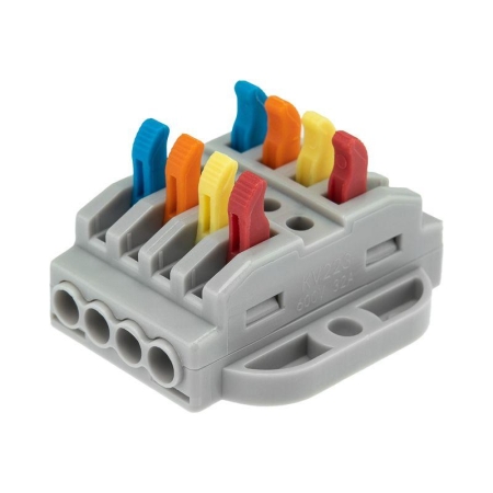 Клемма строительно-монтажная СМК проходная 222-424P 4п 0.08-4кв.мм с монтажной площадкой сер. (уп.25шт) Rexant 07-6264