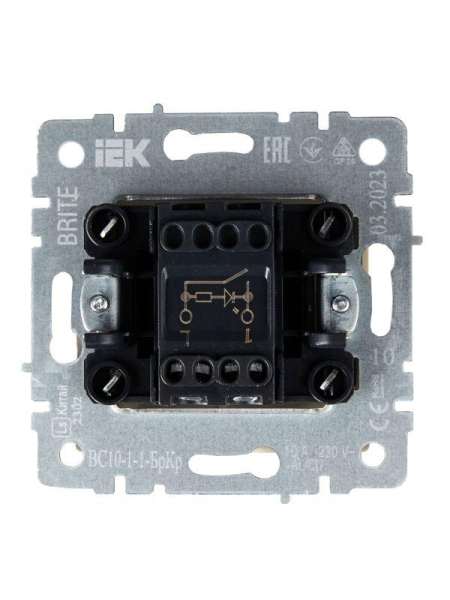 Выключатель 1-кл. СП BRITE ВС10-1-1-БрКр 10А с индик. механизм беж. IEK BR-V10-1-10-K10