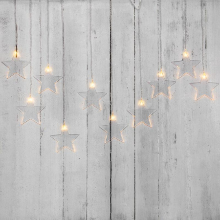 Гирлянда светодиодная "Айсикл" (бахрома) "Звезды" 1.5х0.6м 10LED тепл. бел. 0.51Вт IP20 провод прозр. Neon-Night 303-030