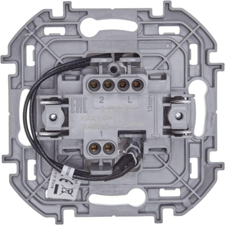 Переключатель 1-кл. Inspiria 10А IP20 250В 10AX с подсветкой/индикацией механизм бел. IEK 673660