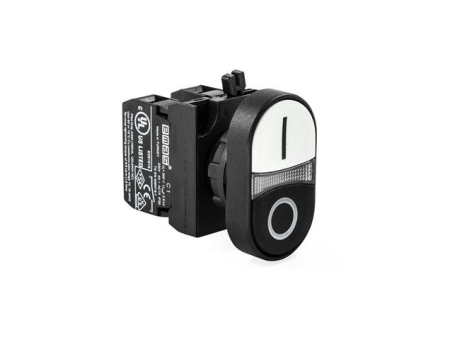 Кнопка сдвоенная (1НО+1НЗ) (CP) черн./бел. EMAS CP102K20HB