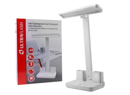 Светильник светодиодный настольный UF-814 C01 9Вт аккум. димм. смена цвет. темп. бел. Ultraflash 15167