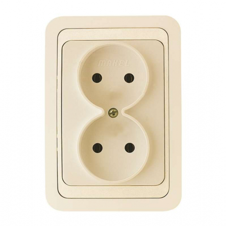 Розетка 2-м СП Mimoza 16А IP20 без заземл. крем./крем. Makel 25017
