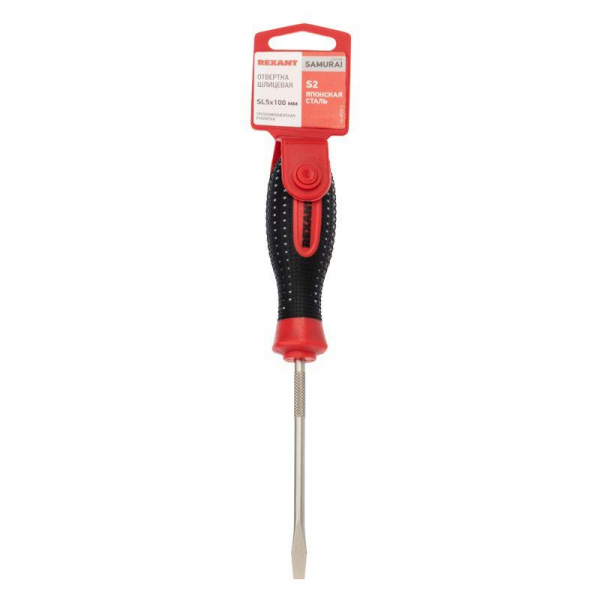 Отвертка шлицевая SL 5х100мм трехкомпонентн. рукоятка сталь S2 Rexant 12-4722-1