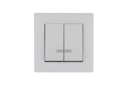 Выключатель 2-клав. с подсветкой Karea RIZZ бел. Makel 88001023