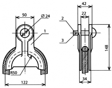 Коуш вилочный под серьгу КС-006