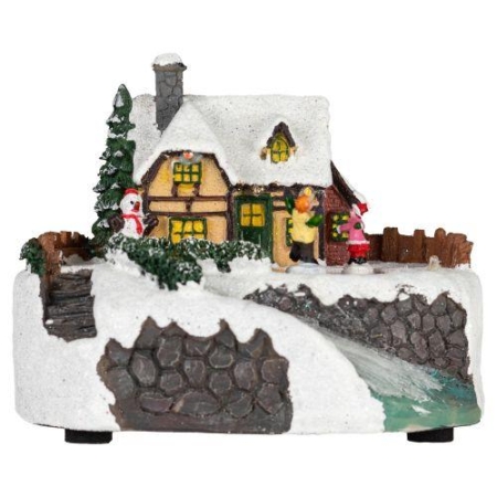 Фигура светодиодная новогодняя EFIS-S02 композиция Деревня мультиколор 3хАА 16х13х12см Эра Б0060481