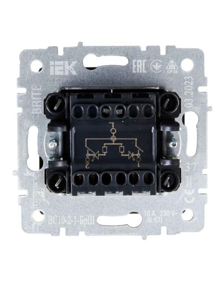 Выключатель 2-кл. СП BRITE ВС10-2-1-БрШ 10А с индик. механизм шампань IEK BR-V20-1-10-K37