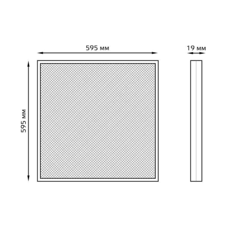 Светильник светодиодный Офис 36Вт 6500К IP20 3300лм 595х595х19мм ДВО офисный рассеив. призма GAUSS 842123336