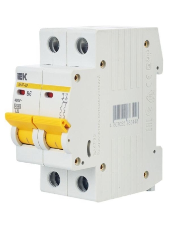 Выключатель автоматический модульный 2п B 6А 4.5кА ВА47-29 KARAT IEK MVA20-2-006-B