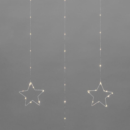Гирлянда светодиодный занавес из росы с фигурами звезд IP20 USB + пульт управления тепл. бел. Neon-Night 315-846