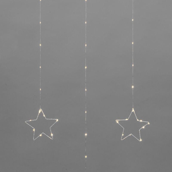 Гирлянда светодиодный занавес из росы с фигурами звезд IP20 USB + пульт управления тепл. бел. Neon-Night 315-846