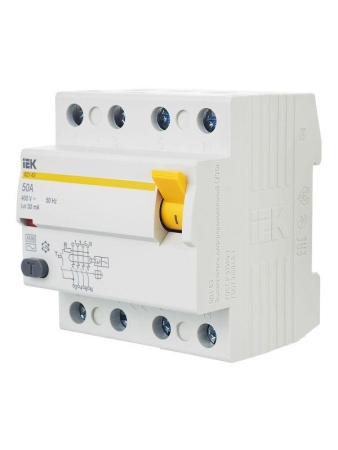 Выключатель дифференциального тока (УЗО) 4п 50А 30мА тип AC ВД1-63 KARAT IEK MDV10-4-050-030