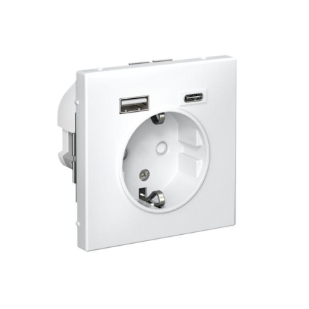 Розетка ArtGallery 16А с 2-мя заряд. устройствами USB A+C 5В/2.4А/3А 2х5В/1.5А механизм лотос SE GAL001332