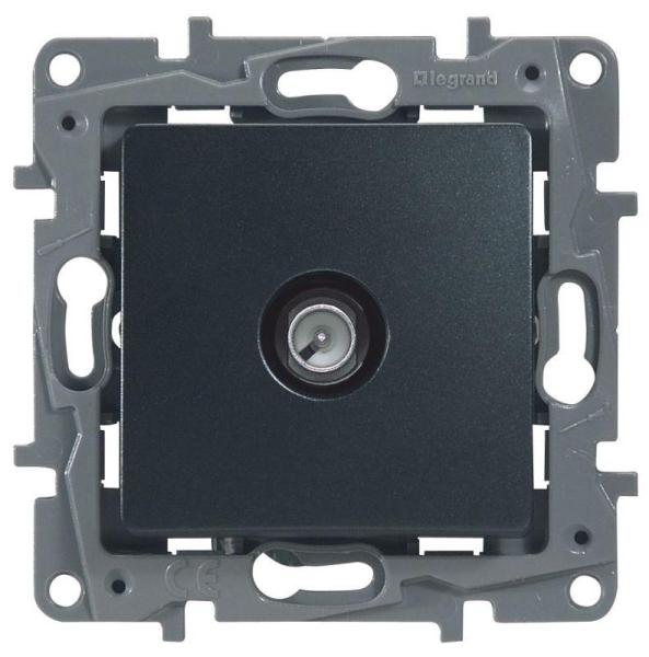 Розетка телевизионная TV СП Etika 2дБ 0-2400МГц с топологией "звезда" механизм антрацит IEK 672651