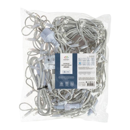 Гирлянда светодиодная "Айсикл" (бахрома) 4х0.6м 128LED син. 10Вт 230В IP67 эффект мерцания провод бел. каучук (нужен шнур питания 315-001) Neon-Night 255-353