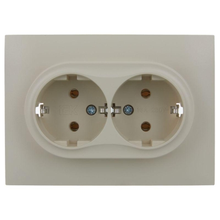 Розетка 2-м SKANDY 16А с заземл. без защ. шторок в сборе SK-R08B беж. IEK SK-R21-16-K10-F