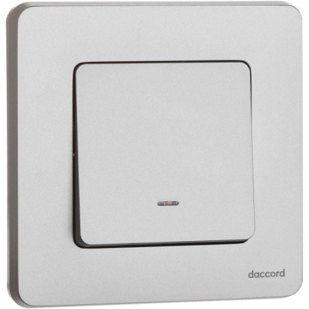 Переключатель 1-кл. Inspiria 10А IP20 250В 10AX с подсветкой/индикацией механизм алюм. IEK 673662