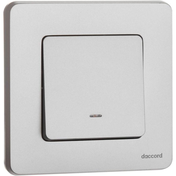 Переключатель 1-кл. Inspiria 10А IP20 250В 10AX с подсветкой/индикацией механизм алюм. IEK 673662