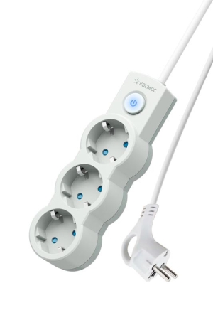 Удлинитель 3х5м с заземл. 10А IP20 2200Вт 220В защ. шторки ПВС 3х1 с выкл. бел. КОСМОС YKsm5m-3g-Z-V10A-W