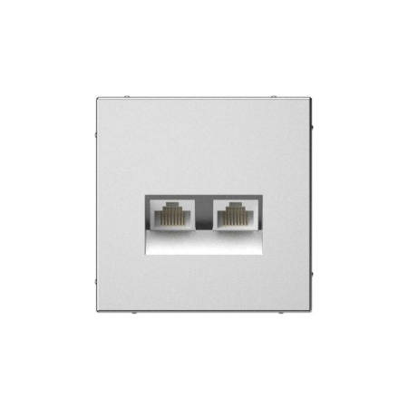 Розетка компьютерная 2-м ArtGallery RJ45 + RJ45 кат.5E механизм сталь SE GAL000985