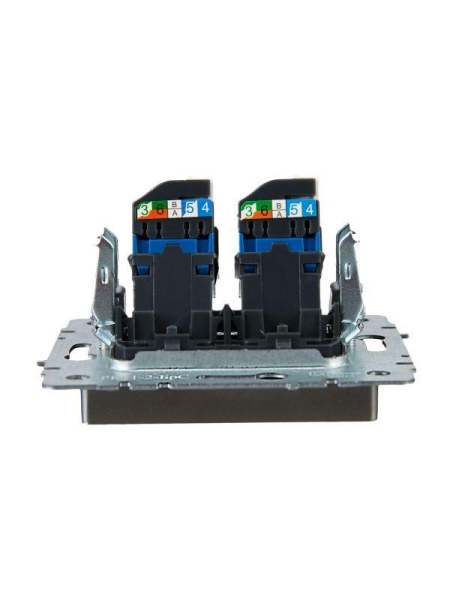 Розетка компьютерная двойн. СП RJ45 кат.6 BRITE РК11-2-БрС механизм сталь IEK BR-K20-2-K46