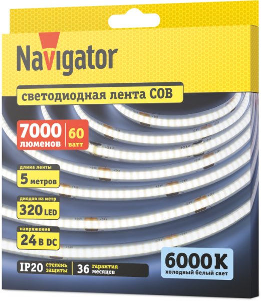 Лента светодиодная 95 315 NLS-СОВCW320-12-IP20-24V (уп.5м) Navigator 95315