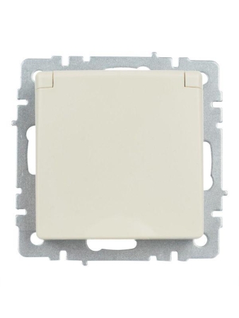 Розетка BRITE РСбш10-3-44-БрКр 16А IP44 с заземл. защ. шторки с крышкой механизм беж. IEK BR-R16-16-44-K10