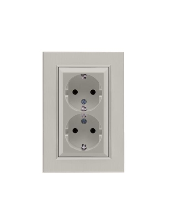 Розетка 2-я Karea LINE STAR с заземл. жемчуж. Makel 86100082