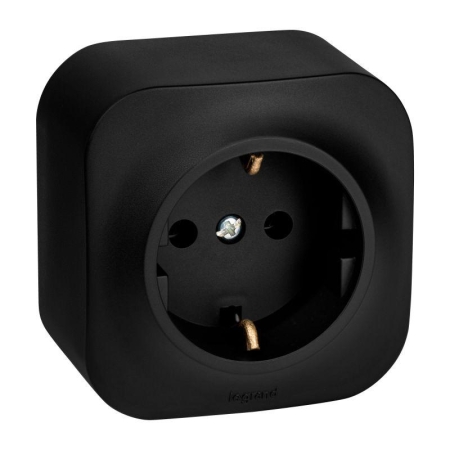 Розетка 1-м ОП Quteo 16А IP20 2P+E с заземл. без защ. шторок черн. матов. IEK 782472