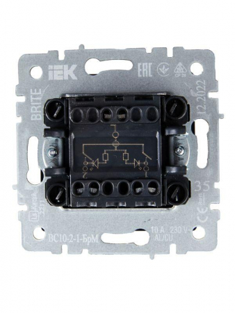 Выключатель 2-кл. СП BRITE ВС10-2-1-БрМ 10А с индик. механизм маренго IEK BR-V20-1-10-K35