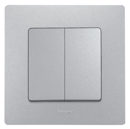 Переключатель 2-кл. СП Etika Plus 10А IP20 250В 10AX безвинтов. зажимы механизм алюм. IEK 672412