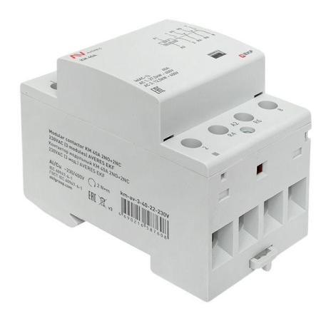 Контактор модульный КМ 40А 2NO+2NC 230В AC (3 мод.) AVERES EKF km-av-3-40-22-230V