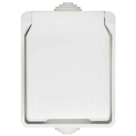 Розетка ОП Форс РСб20-3-ФБ 16А IP54 с заземл. защ. шторки бел. IEK ERS12-K01-16-54-DC