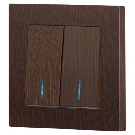 Выключатель 2-кл. СП Accent 6-105-10 10А IP20 250В с подсветкой AL/CU венге Intro Б0063527
