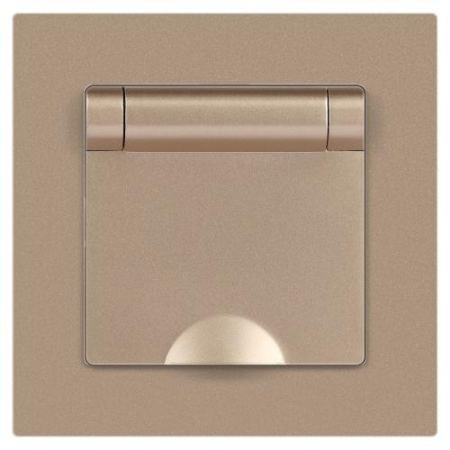 Розетка 1-м СП Accent 6-203-04 16А IP20 250В 2P+E Schuko с крышкой шампань Intro Б0063738