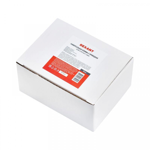 Клемма строительно-монтажная СМК 222-412 2-проводная 0.08-2.5/4кв.мм сер. (уп.50шт) Rexant 07-5252-4