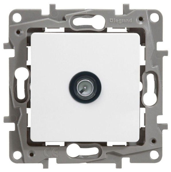 Розетка телевизионная TV СП Etika 2дБ 0-2400МГц с топологией "звезда" механизм бел. IEK 672251