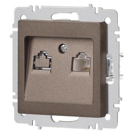 Розетка компьютерная 1-м СП Accent 6-303-08 RJ45 IP20 бронза Intro Б0063639