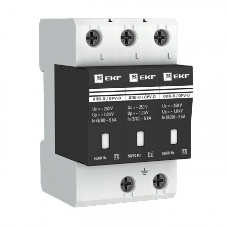 Ограничитель перенапряжения имп. ОПВ-D/3п In 5кА 230В EKF opv-d3